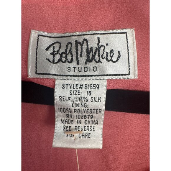 Bob Mackie Studio Coral Beaded Silk Blouse Size 16 Long Sleeve Top NWT - Picture 3 of 6